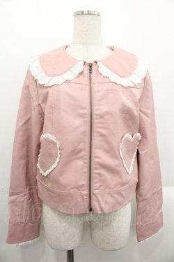 画像1: Lolime / Grrrlismライダースジャケット LL ピンク I-25-10-24-101-LO-JA-SA-ZI