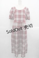 Jane Marple Dans Le Salon / ラウンドチェック半袖ワンピース  赤チェック I-25-10-24-104-JM-OP-SA-ZI