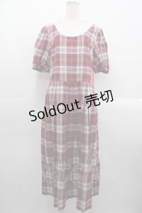 Jane Marple Dans Le Salon / ラウンドチェック半袖ワンピース  赤チェック I-25-10-24-104-JM-OP-SA-ZI