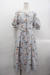 axes femme POETIQUE / フラワーストライプワンピース  サックス I-25-10-24-105-AX-OP-SA-ZI