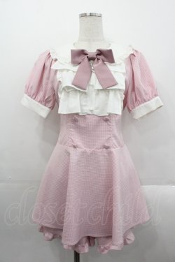 画像1: Ank Rouge / ドーリーギンガムコンビネゾン  ピンクｘ白チェック I-25-10-24-111-CA-OP-SA-ZI