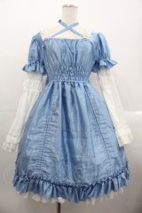 Chantilly / 姫袖ワンピース  サックスＸ白 I-25-10-24-113-EL-OP-SA-ZI