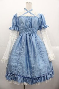 Chantilly / 姫袖ワンピース  サックスＸ白 I-25-10-24-113-EL-OP-SA-ZI