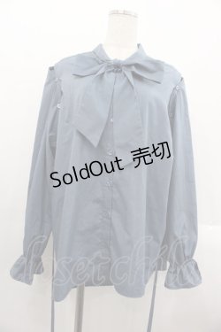 画像1: DearMyLoveRose / マルチwayボウタイリボンシャツワンピース M-L デニムライク I-25-10-24-119-EL-BL-SA-ZI