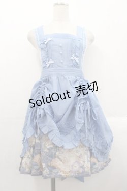 画像1: 造鏡集 / ねこ刺繍スカート&タブリエセット  青 I-25-10-24-120-LO-OP-SA-ZI
