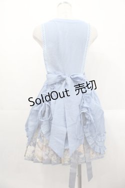 画像2: 造鏡集 / ねこ刺繍スカート&タブリエセット  青 I-25-10-24-120-LO-OP-SA-ZI