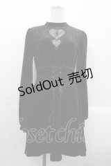 DARK IN LOVE / Gothic double heart front belt waist dress M ブラック I-25-10-24-122-PU-OP-SA-ZI