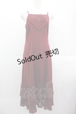 画像1: OZZ ANGELO / フロントレースキャミワンピース  ボルドー I-25-10-24-123-OO-OP-SA-ZI