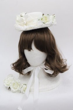 画像1: BABY,THE STARS SHINE BRIGHT / Le poupee mariee reveuse ドレスセットMのハット  白 I-25-10-24-015-BA-OP-SA-ZI
