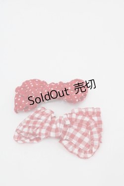 画像1: PINK HOUSE / リボンブローチ2個セット  赤チェックXドット I-25-10-24-022-LO-AC-SA-ZI