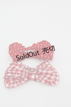 画像2: PINK HOUSE / リボンブローチ2個セット  赤チェックXドット I-25-10-24-022-LO-AC-SA-ZI
