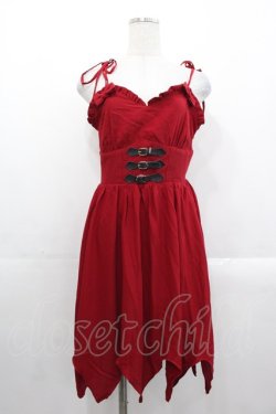 画像1: To Alice / 3連ベルトキャミワンピース  赤x黒 I-25-10-29-046-LO-OP-SA-ZI