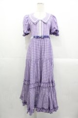 Maria pipi / セーラーカラーチェックレースドレス  ラベンダー I-25-10-29-047-EL-OP-SA-ZI