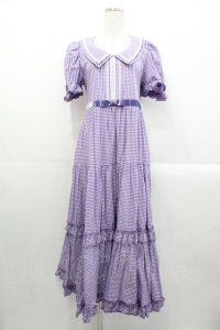 Maria pipi / セーラーカラーチェックレースドレス  ラベンダー I-25-10-29-047-EL-OP-SA-ZI