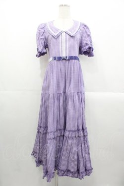 画像1: Maria pipi / セーラーカラーチェックレースドレス  ラベンダー I-25-10-29-047-EL-OP-SA-ZI