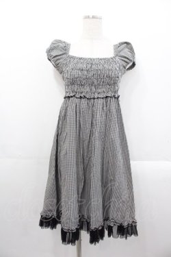 画像1: PEACE NOW / ギンガムチェック半袖ワンピース  黒ｘ白チェック I-25-10-29-048-PU-OP-SA-ZI