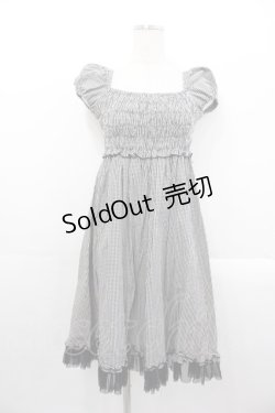 画像1: PEACE NOW / ギンガムチェック半袖ワンピース  黒ｘ白チェック I-25-10-29-048-PU-OP-SA-ZI