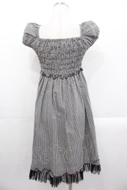 画像2: PEACE NOW / ギンガムチェック半袖ワンピース  黒ｘ白チェック I-25-10-29-048-PU-OP-SA-ZI