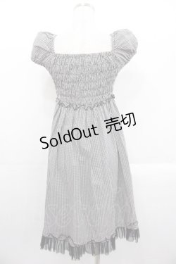 画像2: PEACE NOW / ギンガムチェック半袖ワンピース  黒ｘ白チェック I-25-10-29-048-PU-OP-SA-ZI