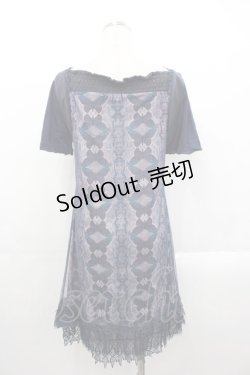 画像2: Ozz oneste / 蝶プリントチュール重ね半袖ワンピース  ネイビー I-25-10-29-050-OO-OP-SA-ZI