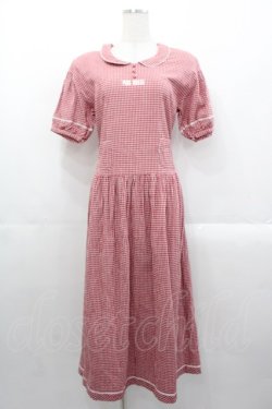 画像1: PINK HOUSE / ギンガムチェック半袖ワンピース  レッド I-25-10-29-051-LO-OP-SA-ZI