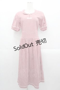 画像1: PINK HOUSE / ギンガムチェック半袖ワンピース  レッド I-25-10-29-051-LO-OP-SA-ZI