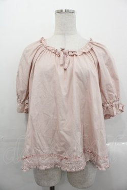 画像1: PINK HOUSE / フリルリボン半袖ブラウス  ピンク I-25-10-29-006-LO-BL-SA-ZI