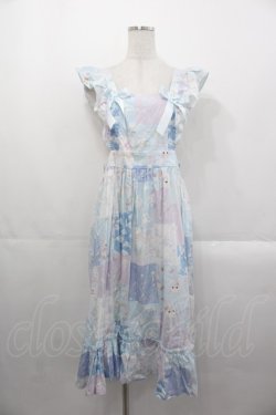 画像1: Nile Perch / パッチワークプリントエプロンスカート  青Xラベンダー I-25-10-29-053-LO-SK-SA-ZI