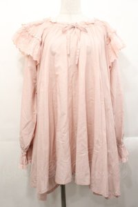 PINK HOUSE / コットンレース使いチュニックブラウス  ピンク I-25-10-29-058-LO-OP-SA-ZI