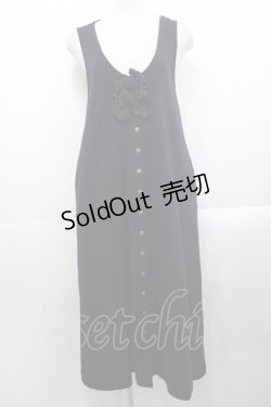 画像1: PINK HOUSE / リボン使いスウェットジャンパースカート  ブラック I-25-10-29-060-LO-OP-SA-ZI