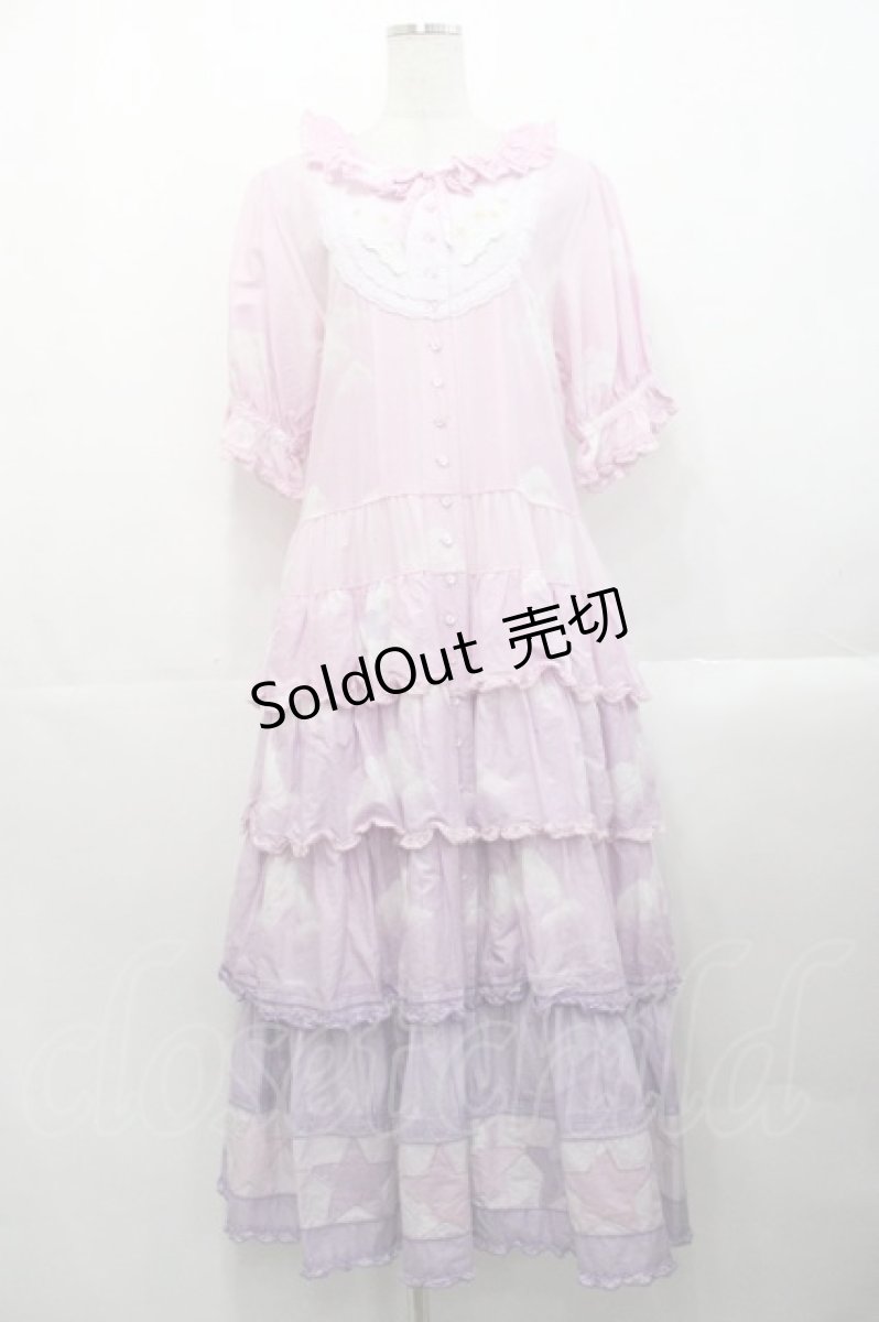 画像1: PINK HOUSE / 空プリントパッチワークワンピース  ピンク I-25-10-29-061-LO-OP-SA-ZI (1)