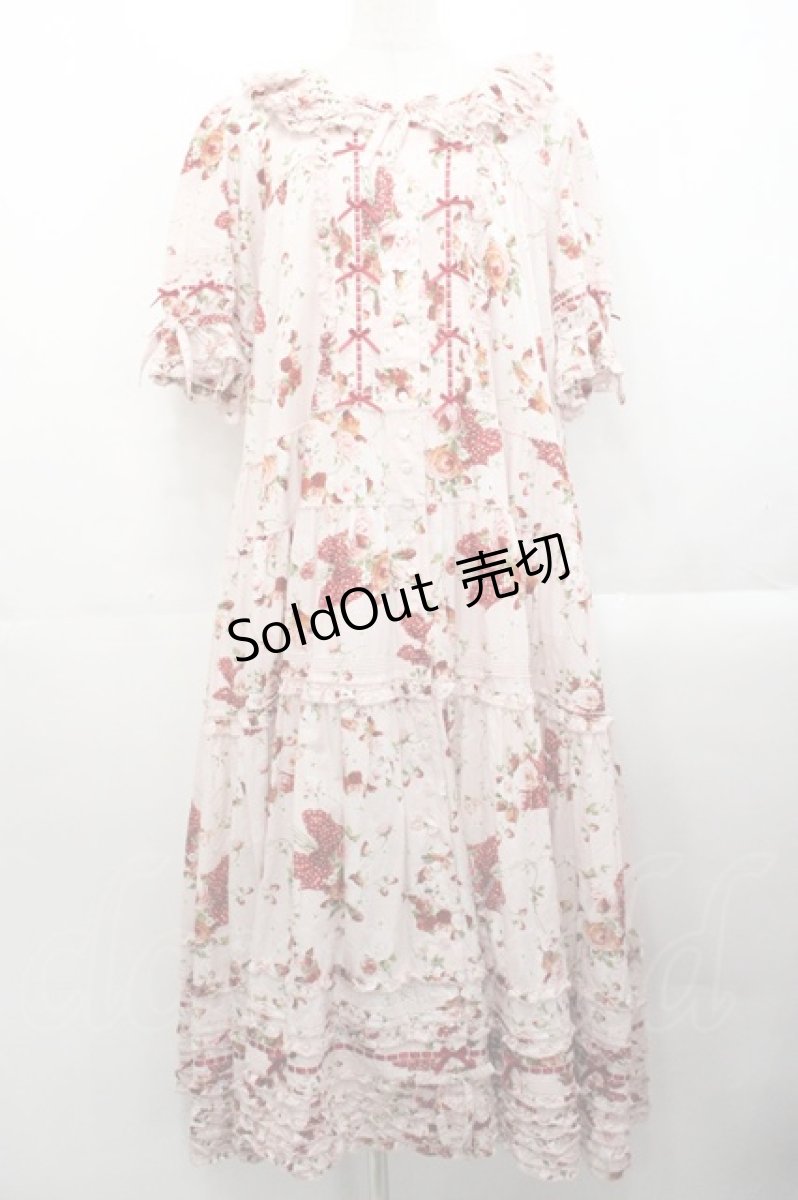 画像1: PINK HOUSE / リボンブーケプリントワンピース  ピンク I-25-10-29-062-LO-OP-SA-ZI (1)