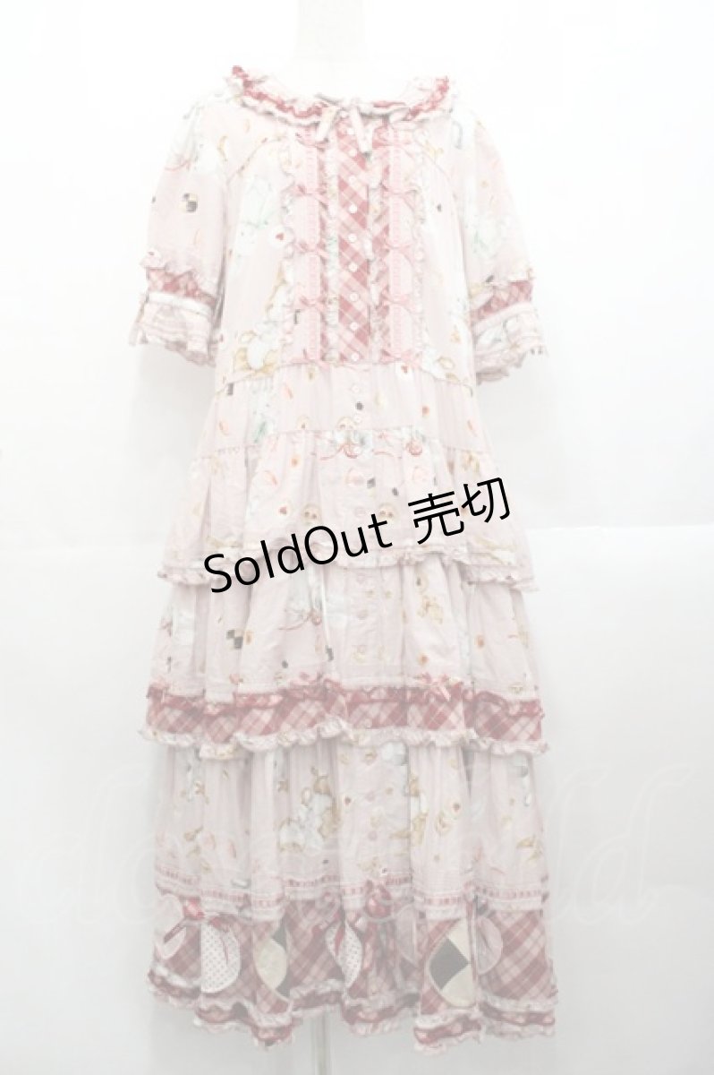 画像1: PINK HOUSE / クッキーラビッツプリントパッチワークワンピース  ピンク I-25-10-29-066-LO-OP-SA-ZI (1)