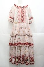 画像1: PINK HOUSE / クッキーラビッツプリントパッチワークワンピース  ピンク I-25-10-29-066-LO-OP-SA-ZI (1)