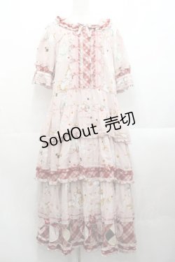 画像1: PINK HOUSE / クッキーラビッツプリントパッチワークワンピース  ピンク I-25-10-29-066-LO-OP-SA-ZI
