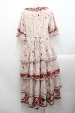 画像2: PINK HOUSE / クッキーラビッツプリントパッチワークワンピース  ピンク I-25-10-29-066-LO-OP-SA-ZI (2)