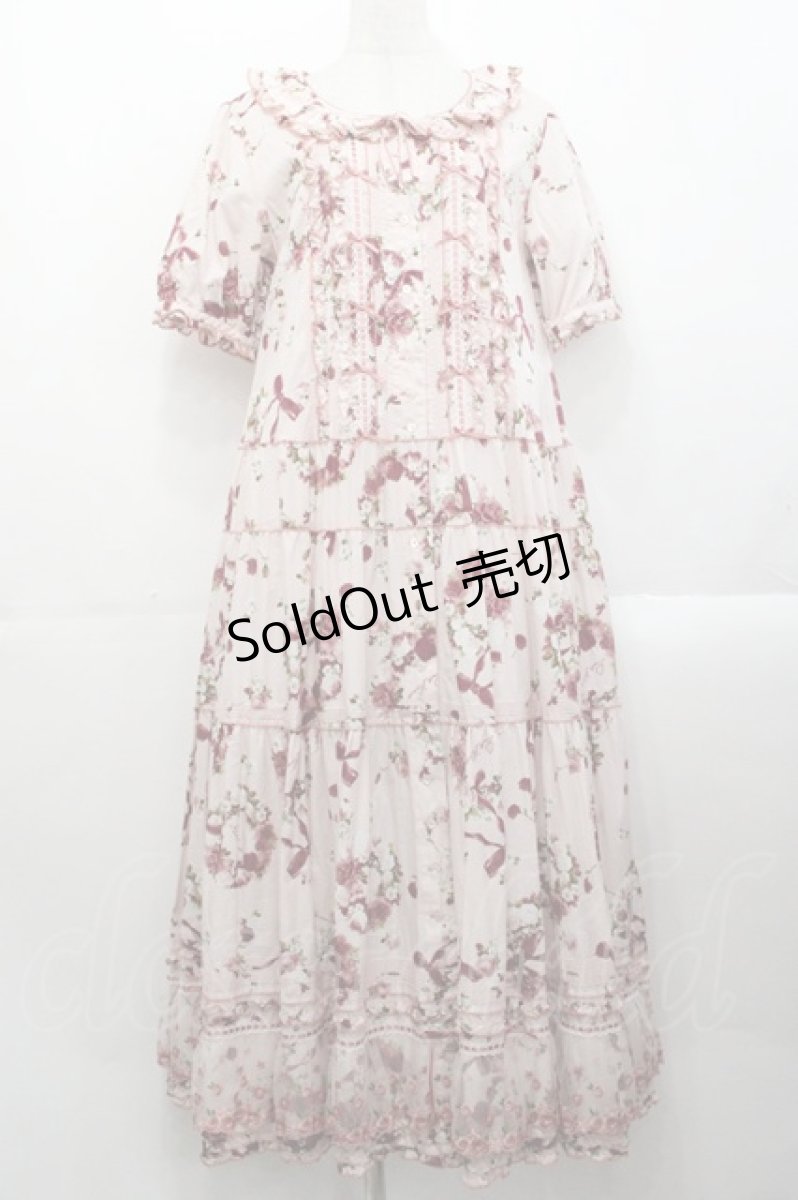 画像1: PINK HOUSE / ローズリースプリントワンピース  ピンク I-25-10-29-067-LO-OP-SA-ZI (1)