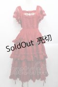 PINK HOUSE / ローズ刺繍使いタブリエドレス  赤 I-25-10-29-070-LO-OP-SA-ZS