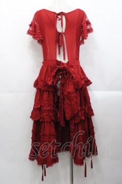 画像2: PINK HOUSE / ローズ刺繍使いタブリエドレス  赤 I-25-10-29-070-LO-OP-SA-ZI