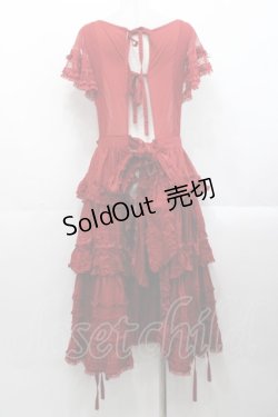 画像2: PINK HOUSE / ローズ刺繍使いタブリエドレス  赤 I-25-10-29-070-LO-OP-SA-ZS