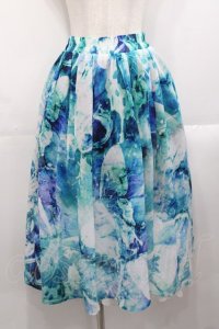 NieR Clothing / 裏地付きSHEER SKIRT スカート  青 I-25-10-29-081-PU-SK-SA-ZI