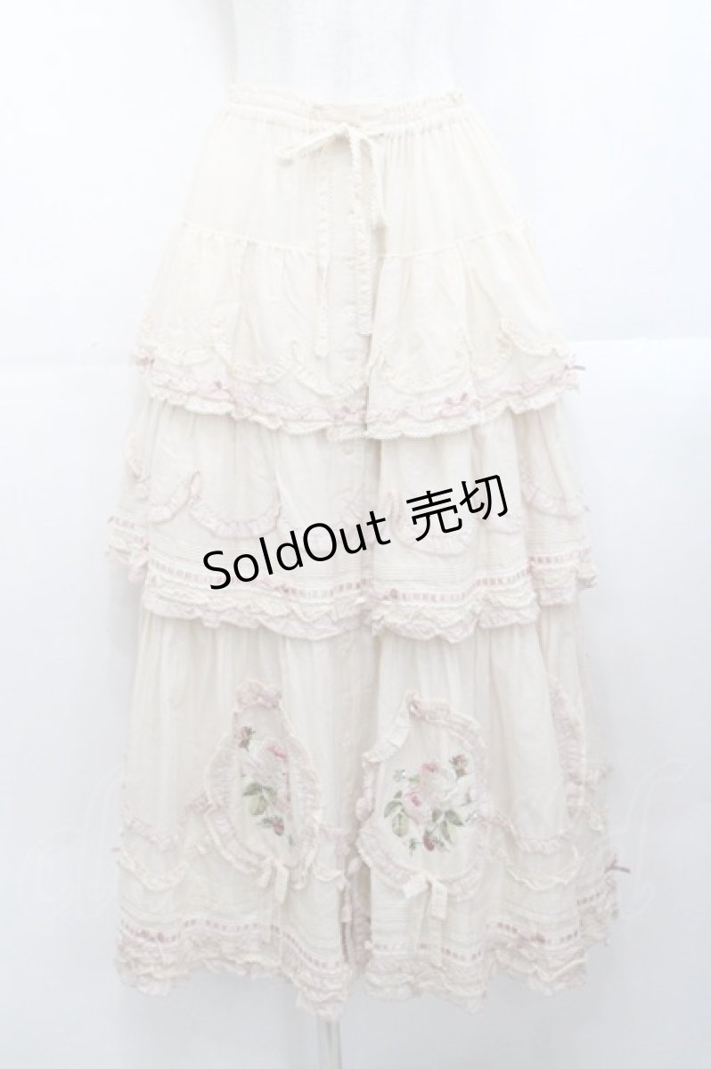 画像1: PINK HOUSE / Berry Rose刺繍入りパッチワークスカート  生成り I-25-10-29-082-LO-SK-SA-ZI (1)