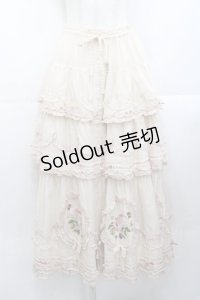 PINK HOUSE / Berry Rose刺繍入りパッチワークスカート  生成り I-25-10-29-082-LO-SK-SA-ZI