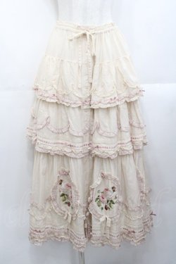 画像1: PINK HOUSE / Berry Rose刺繍入りパッチワークスカート  生成り I-25-10-29-082-LO-SK-SA-ZI