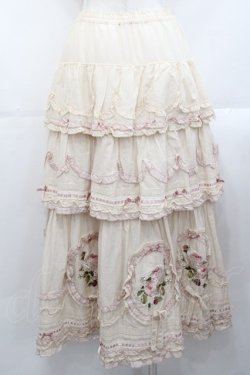 画像2: PINK HOUSE / Berry Rose刺繍入りパッチワークスカート  生成り I-25-10-29-082-LO-SK-SA-ZI