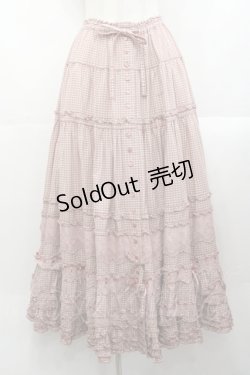 画像1: PINK HOUSE / 綿レース使いアンティークギンガムスカート  ピンクチェック I-25-10-29-083-LO-SK-SA-ZI