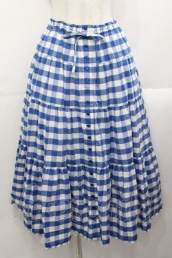 画像1: PINK HOUSE / ブロックギンガムチェックスカート  ブルー I-25-10-29-084-LO-SK-SA-ZI
