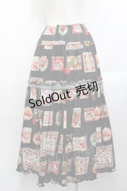 画像2: PINK HOUSE / チェリープリントスカート  黒 I-25-10-29-086-LO-SK-SA-ZI