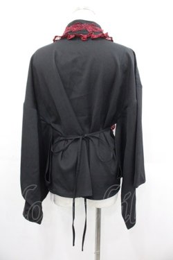 画像2: Chalmiere / 和風ブラウス M 黒X赤 I-25-10-29-012-LO-BL-SA-ZI