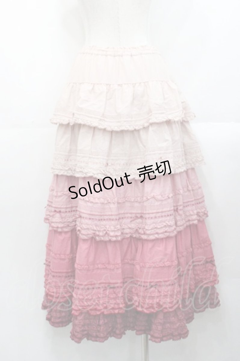 画像2: PINK HOUSE / 段々ピコフリルフリルスカート  ピンクグラデーョン I-25-10-29-089-LO-SK-SA-ZI (2)